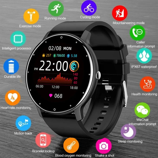 New 1.28'' Full Touch Screen Waterproof Sports Smart Watch Fitness Tracker