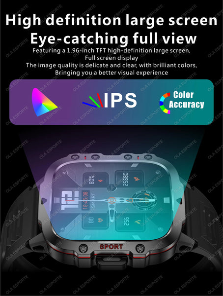 New 1.81 Inch IP68 Waterproof Military Style Outdoor Sports Fitness Tracker Smart Watch