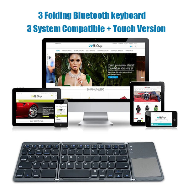 New Mini Super Lightweight Compact Wireless Folding Professional Keyboard With Touchpad For Android IOS Windows