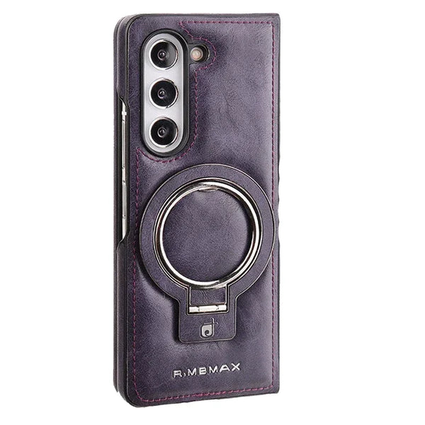 New Luxury Magnetic Ring Holder Leather Case Bumper For Samsung Galaxy Z Fold 6 5 4 Series