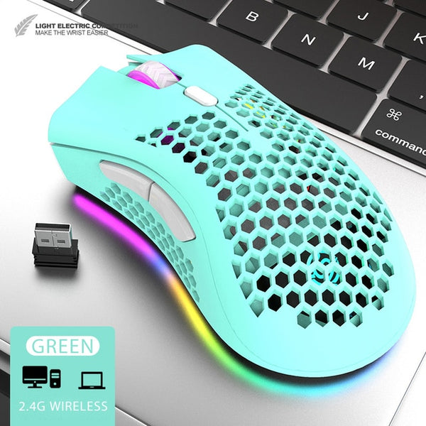 New 2.4G Honeycomb Style Rechargeable Wireless Gaming Mouse WIth Backlight For PC IOS Tablets