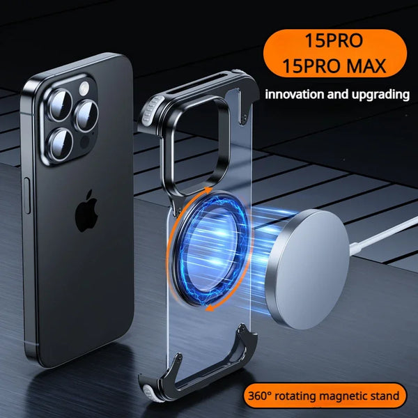 New Transparent Magsafe Magnetic Protective Armor Case With Kickstand For iPhone 15 Pro Max Series