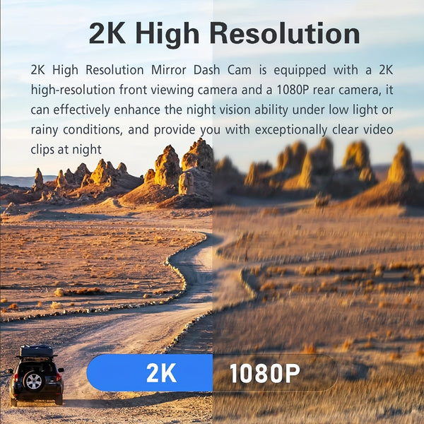 New 12'' Large Touch Screen Front & Rear Dual Lens Dash Camera With Loop Recording