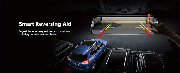New 12'' Large Touch Screen Front & Rear Dual Lens Dash Camera With Loop Recording