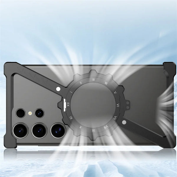 New Z-Shaped Ultra Slim Metallic Phone Case Bumper With Ring Holder For Samsung Galaxy S25 S24 Ultra Series