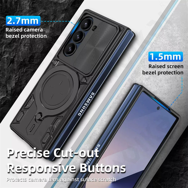 New Magnetic Heavy Protection Magnetic Cover Case With Ring Holder Kickstand For Samsung Galaxy Z Fold 6 5 Series