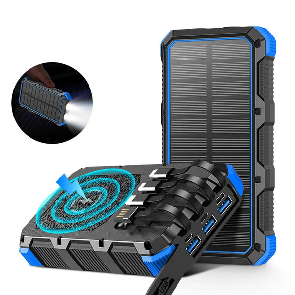 New 30000mAh Heavy Duty Fast Solar QI Power Bank With Wireless Charging For Android Samsung iPhones