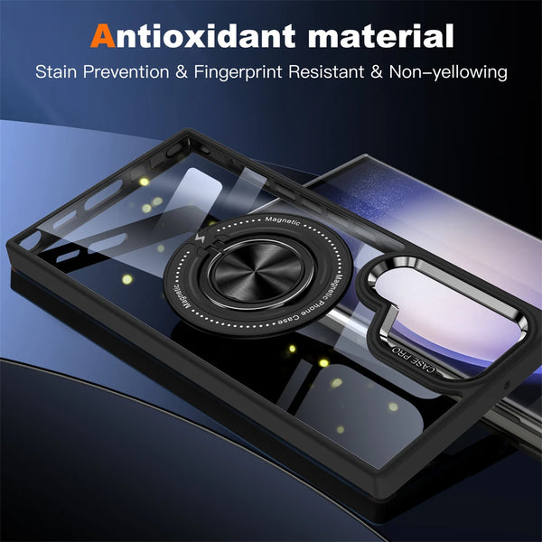 New Ultra Thin Lightweight Transparent Ring Holder Kickstand Protective Cover Case For Samsung Galaxy S24 S23 Plus Ultra Series