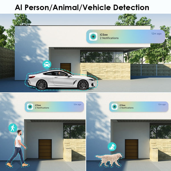 New 4K 8MP Ultra Wide View Dual Lens Panoramic WIFI Outdoor Security Camera With AI Human Detection Alarm