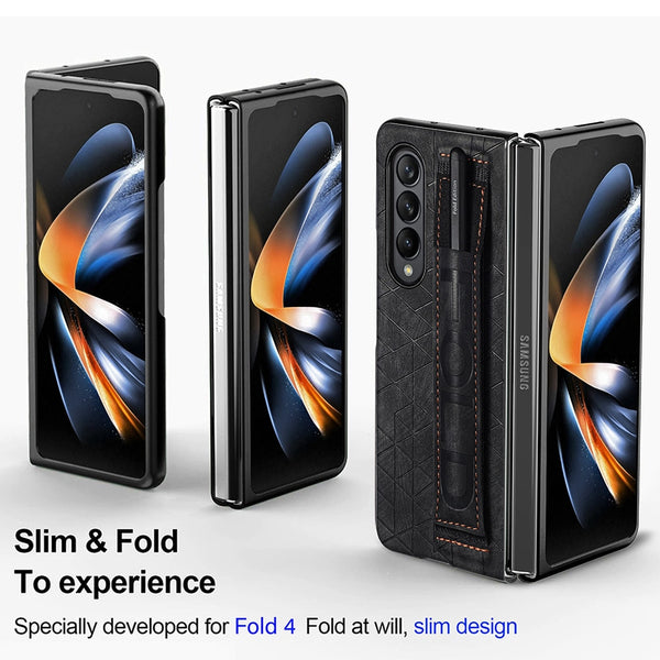 New Protective Leather Armor Case With Stylus Holder For Samsung Galaxy Z Fold 4 5 Series