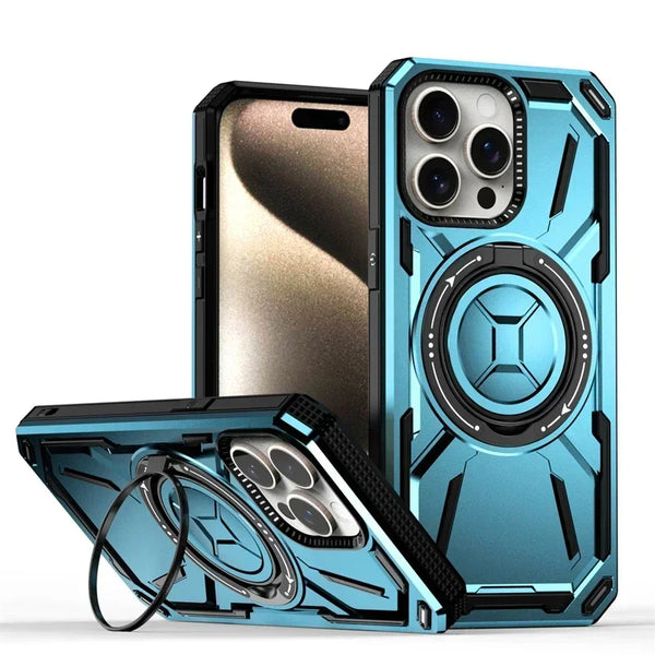 New Luxury 360° Rotating Metal Ring Kickstand Armor Magnetic Case For iPhone 16 15 14 Plus Pro Max Case