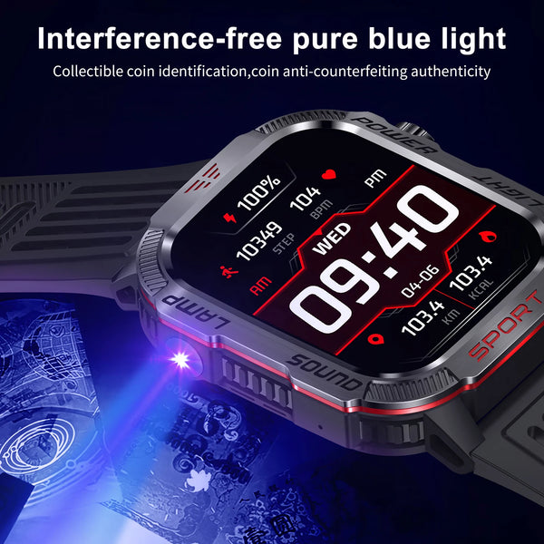 New Rugged Outdoor Multisport Fitness Tracker Smart Watch With LED Flashlight Compass