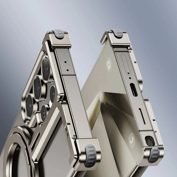 New Ultra Slim Magnetic Metallic Case Protective Bumper With Ring Holder Kickstand For Samsung Galaxy S24 S23 Ultra Series