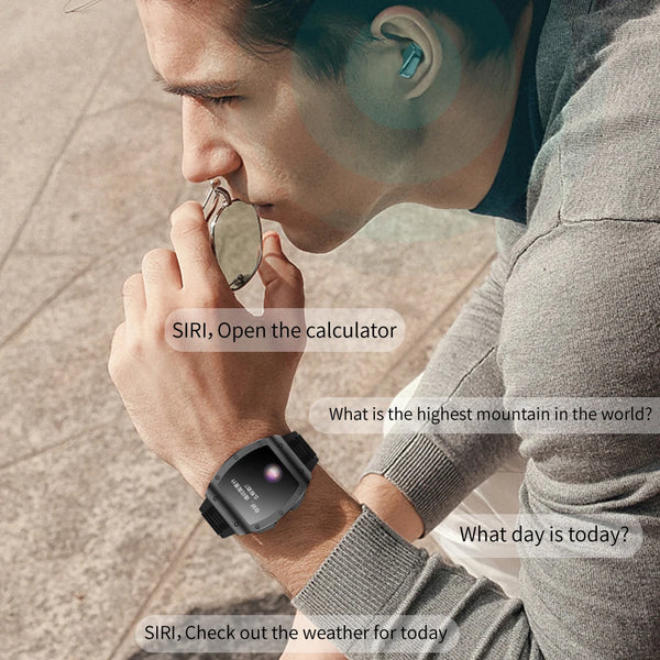 New 2-in-1 Large IPS Touchscreen Sports Smartwatch Fitness Tracker With Wireless Bluetooth Earbuds Headphones