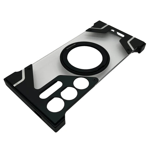 New Metallic Aluminum Frameless Luxury Case With Ring Holder Kickstand For Samsung Galaxy S24 S23 Ultra Series