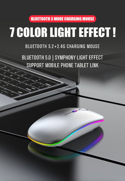 New Ultra Slim 2.4GHz Rechargeable LED USB Bluetooth Wireless Gaming Mouse For PC Mac & Tablets