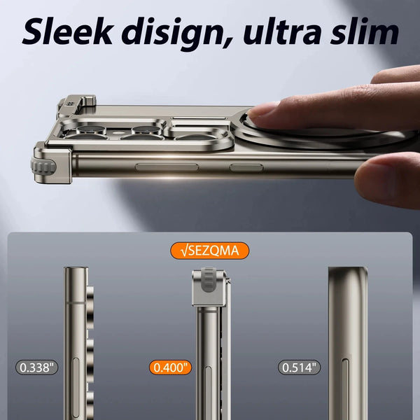 New Ultra Slim Magnetic Metallic Case Protective Bumper With Ring Holder Kickstand For Samsung Galaxy S24 S23 Ultra Series