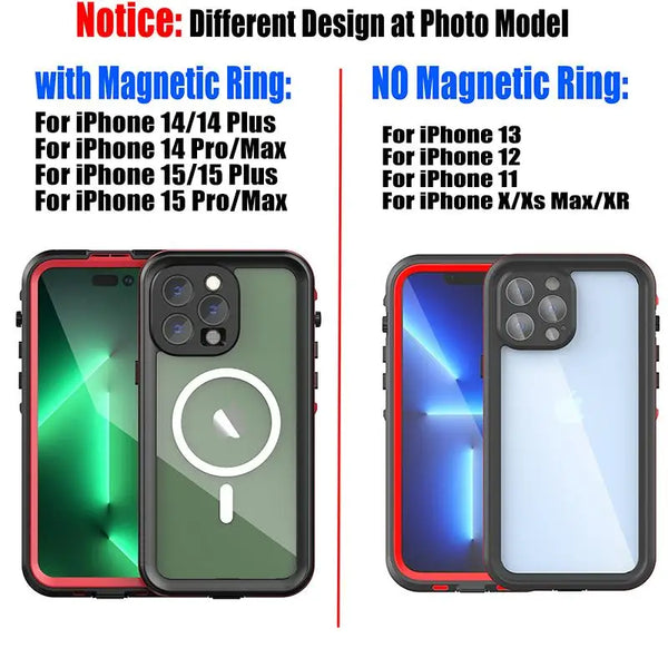 New IP68 Deep Waterproof Rugged Outdoor Phone Case Bumper For iPhone 16 15 14 Plus Pro Max Series