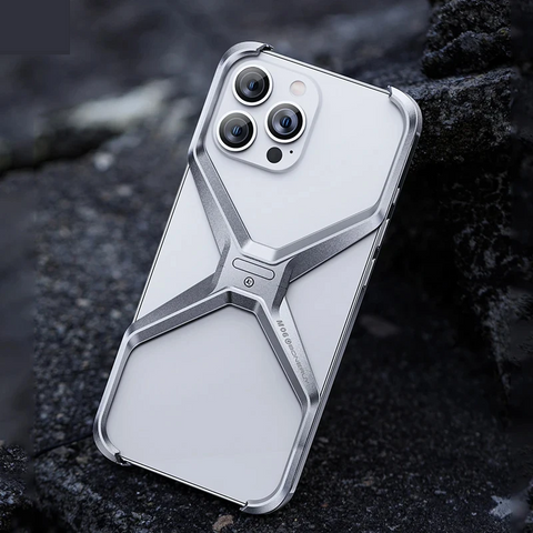 New Luxury Ultra Light Rimless X-Shaped Metallic Phone Case For iPhone 16 15 14 Pro Max Series