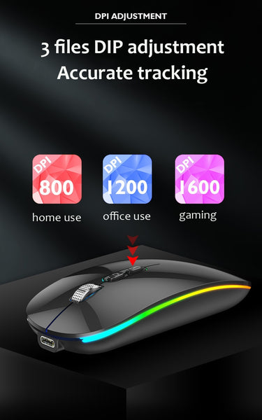 New Ultra Slim Rechargeable Dual Mode LED Gaming Mouse For PC Mac Tablets