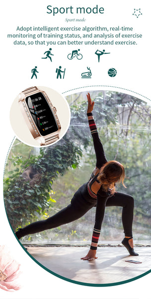 New IP68 Waterproof Multisport Lightweight Fitness Tracker Metallic Smartwatch Bracelet For Women