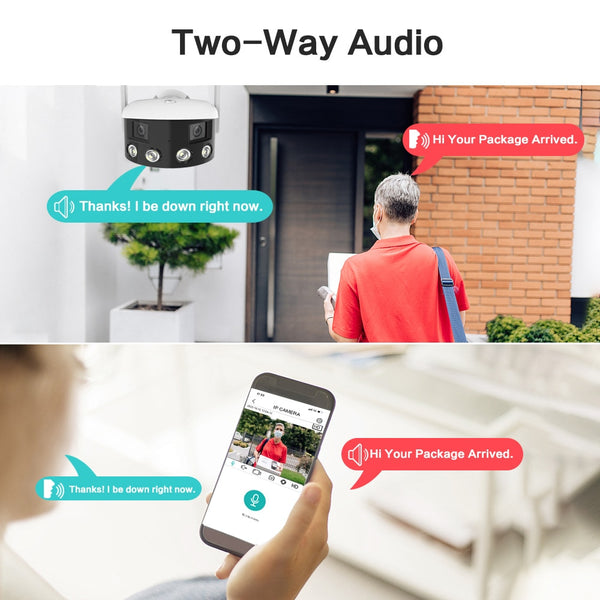 New 4MP Ultra Wide View Angle Outdoor Panoramic SecurityCamera With AI Human Detection