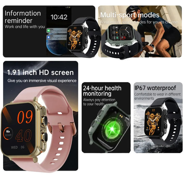 New Super Compact 2-in-1 Sports Fitness Tracker Smart Watch With Wireless Bluetooth Earbuds Headphones