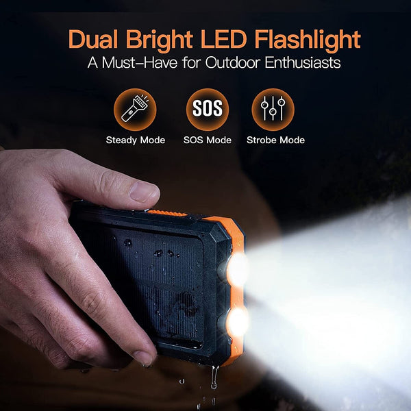New 20000 mAh Dual USB Portable Solar Power Bank Dual USB Charger With Flashlight