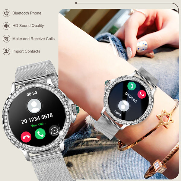 New Women's Smart Watch 1.3'' Large HD Screen IP68 Waterproof Heart Rate Monitor Sport Smartwatch