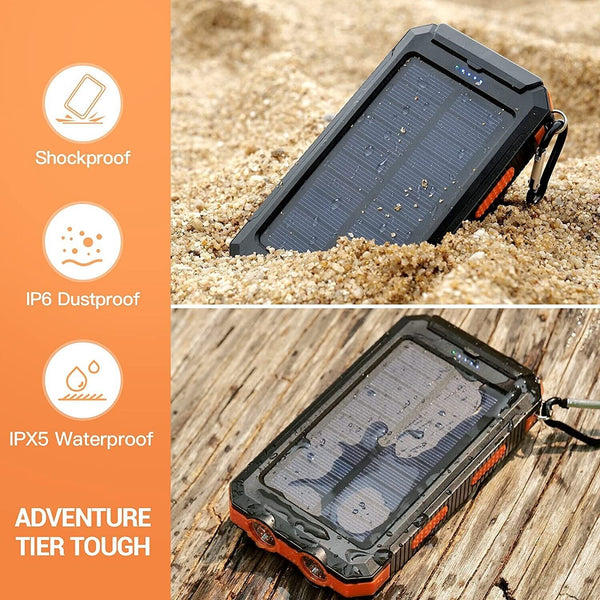 New 20000 mAh Dual USB Portable Solar Power Bank Dual USB Charger With Flashlight