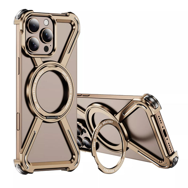 New Ultra Slim Metallic Magnetic Bumper Case With Rotatable Ring Holder For iPhone 16 15 14 Plus Pro Max Series
