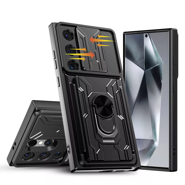 New Credit Card Slot Armor Case With Kickstand Lens Protection For Samsung Galaxy S25 S24 S23 Plus Ultra Series