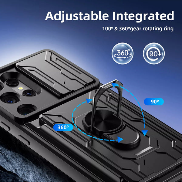 New Credit Card Slot Armor Case With Kickstand Lens Protection For Samsung Galaxy S25 S24 S23 Plus Ultra Series