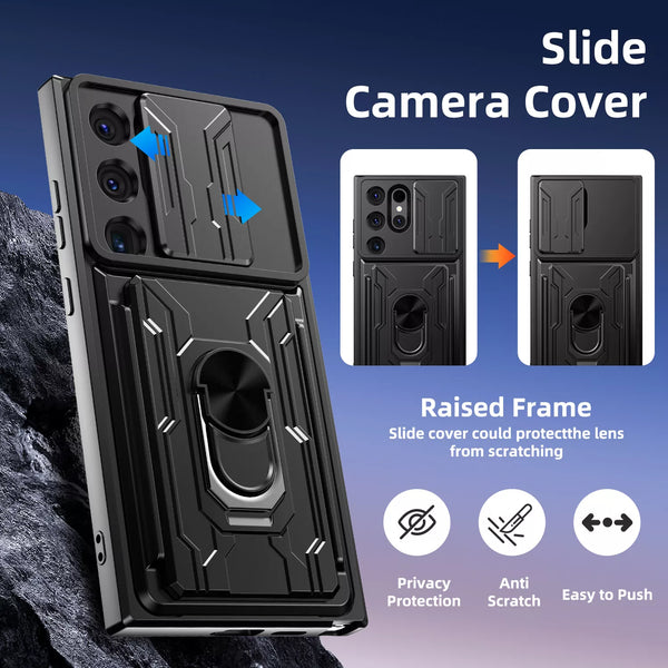 New Credit Card Slot Armor Case With Kickstand Lens Protection For Samsung Galaxy S25 S24 S23 Plus Ultra Series