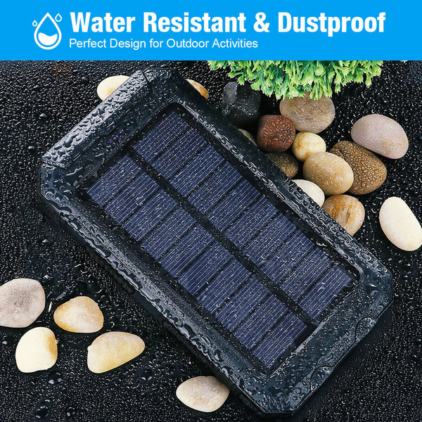 New Universal Water-Resistant 20000mAh Solar Power Bank External Battery Charger With Compass LED Flashlight