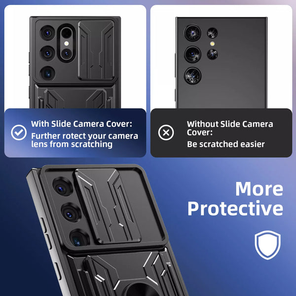 New Credit Card Slot Armor Case With Kickstand Lens Protection For Samsung Galaxy S25 S24 S23 Plus Ultra Series
