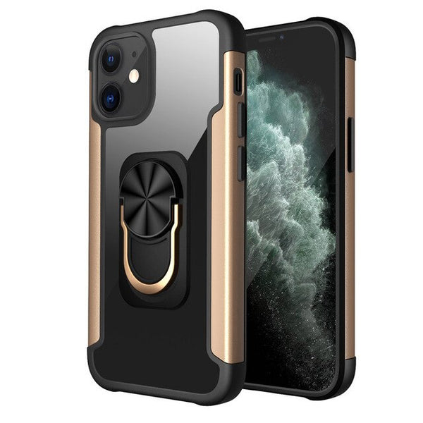New PC+TPU Ring Magnetic Holder Anti-Fall Armor Case For iPhone 12 Series