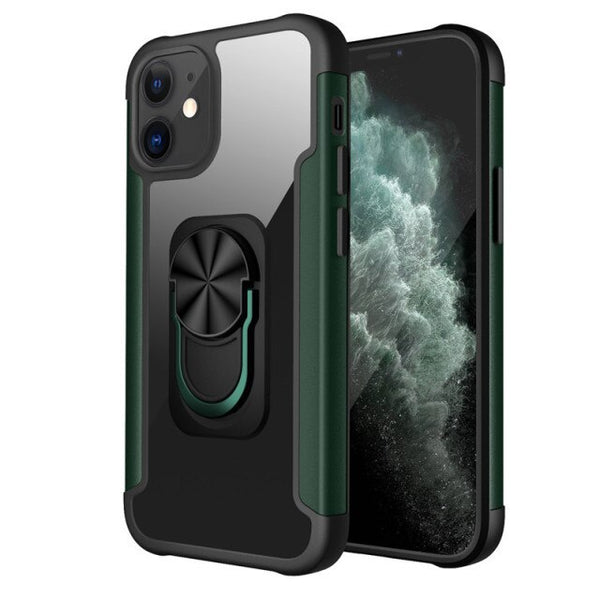 New PC+TPU Ring Magnetic Holder Anti-Fall Armor Case For iPhone 12 Series