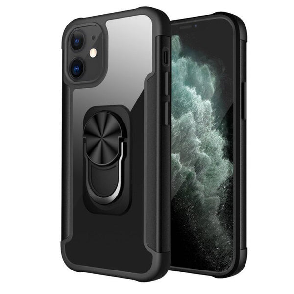New PC+TPU Ring Magnetic Holder Anti-Fall Armor Case For iPhone 12 Series