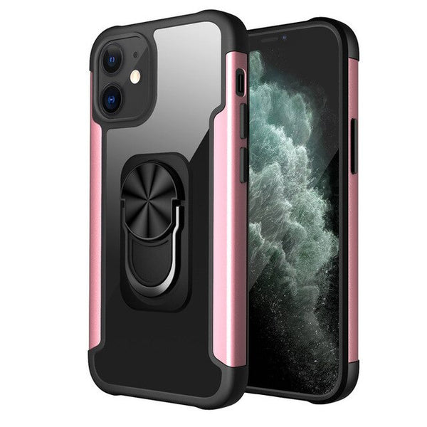 New PC+TPU Ring Magnetic Holder Anti-Fall Armor Case For iPhone 12 Series