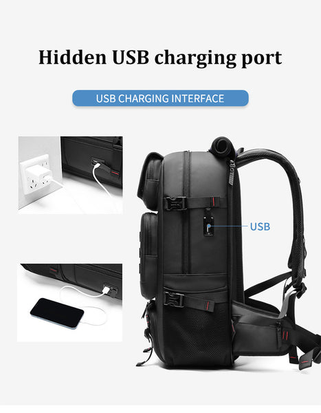New 17 Inch Large Capacity Mountaineer Water-Repellent Outdoor Travels Backpack W/ Shoe Compartment USB Port