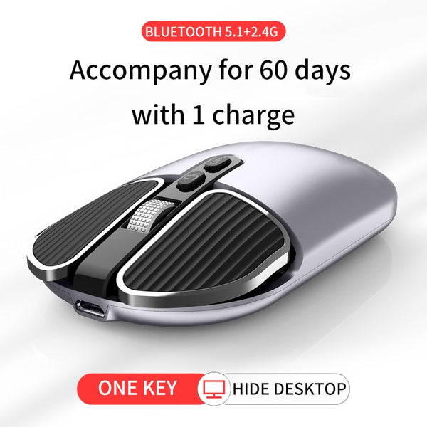 New Ultra Slim Rechargeable Wireless Bluetooth Dual Mode Mouse For PC Mac Tablets
