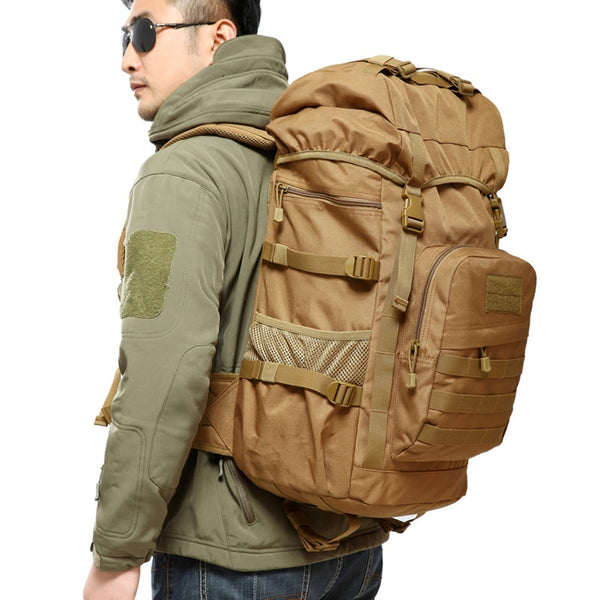 New Large Capacity Water Repellent Military-Styled Mountaineer Backpack For Hiking Camping Travel