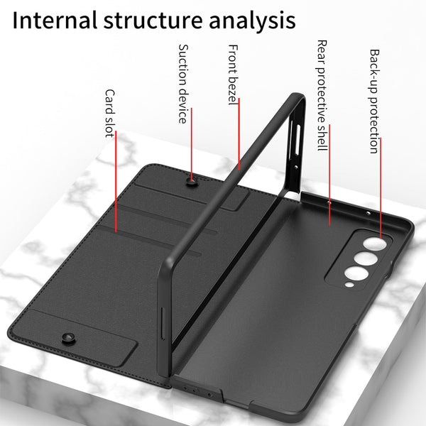 New Protective Leather Bumper Cover Case With Pen Slot For Samsung Galaxy Z Fold 3 Series