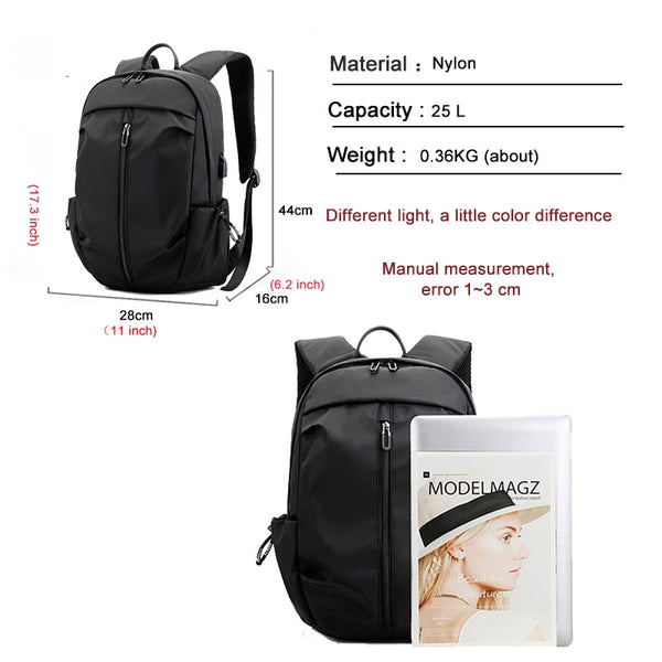 New Nylon Water-Resistant Travel Backpack Laptop Bag With USB Port