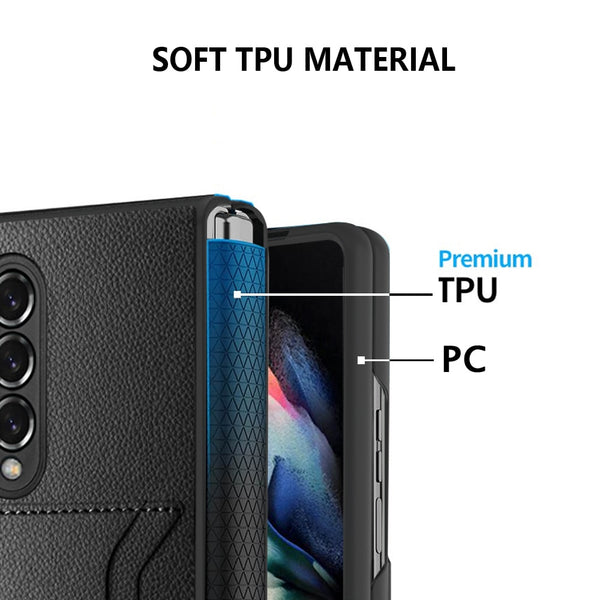 New Leather Cover Credit Card Slot Pocket Case For Samsung Galaxy Z Fold 4 3 Series
