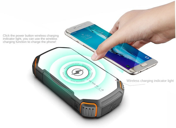 New 50000mAh Wireless Solar Portable Compact Fast Charger External Battery Power Bank With Flashlight For Travel Camping