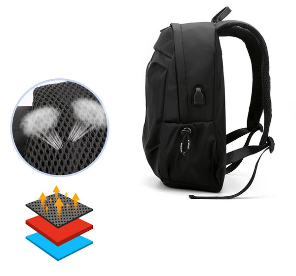New Nylon Water-Resistant Travel Backpack Laptop Bag With USB Port