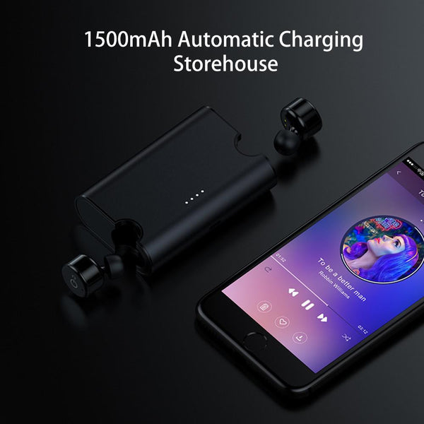 New True Wireless Earbuds Twins Bluetooth 4.2 Earphone Stereo with Magnetic Charger Box Case for Mobile Phones.