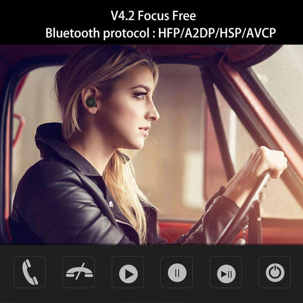 New True Wireless Earbuds Twins Bluetooth 4.2 Earphone Stereo with Magnetic Charger Box Case for Mobile Phones.